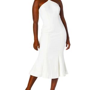 Dress the Population Tessa Spaghetti Strap Halter Mermaid Fitted Midi Dress